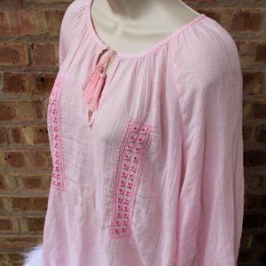 Boho LUCKY Brand Tunic Peasant Long Sleeve Top S